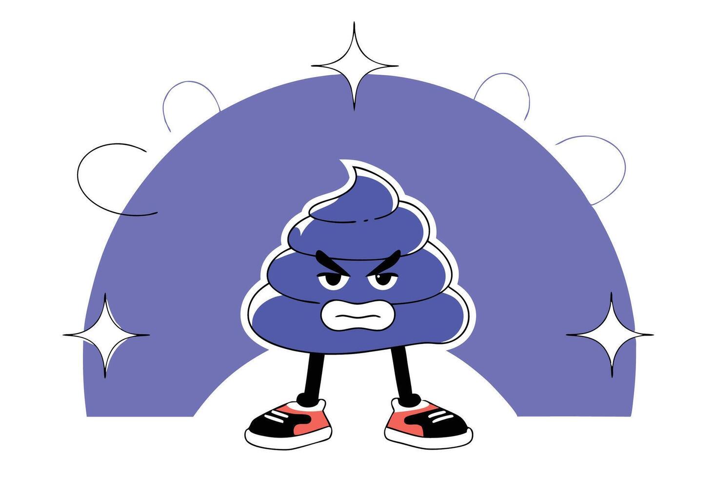 Cartoon poop character with expressive rage great for emoji-inspired assets funny digital content or cartoon-style sticker pack designs with attitude vector