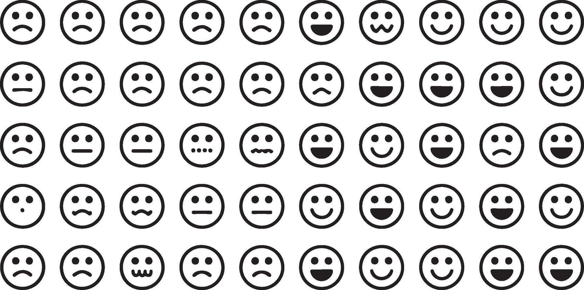 Customer feedback emoticon set a collection of rating satisfaction scale faces for user interface design vector