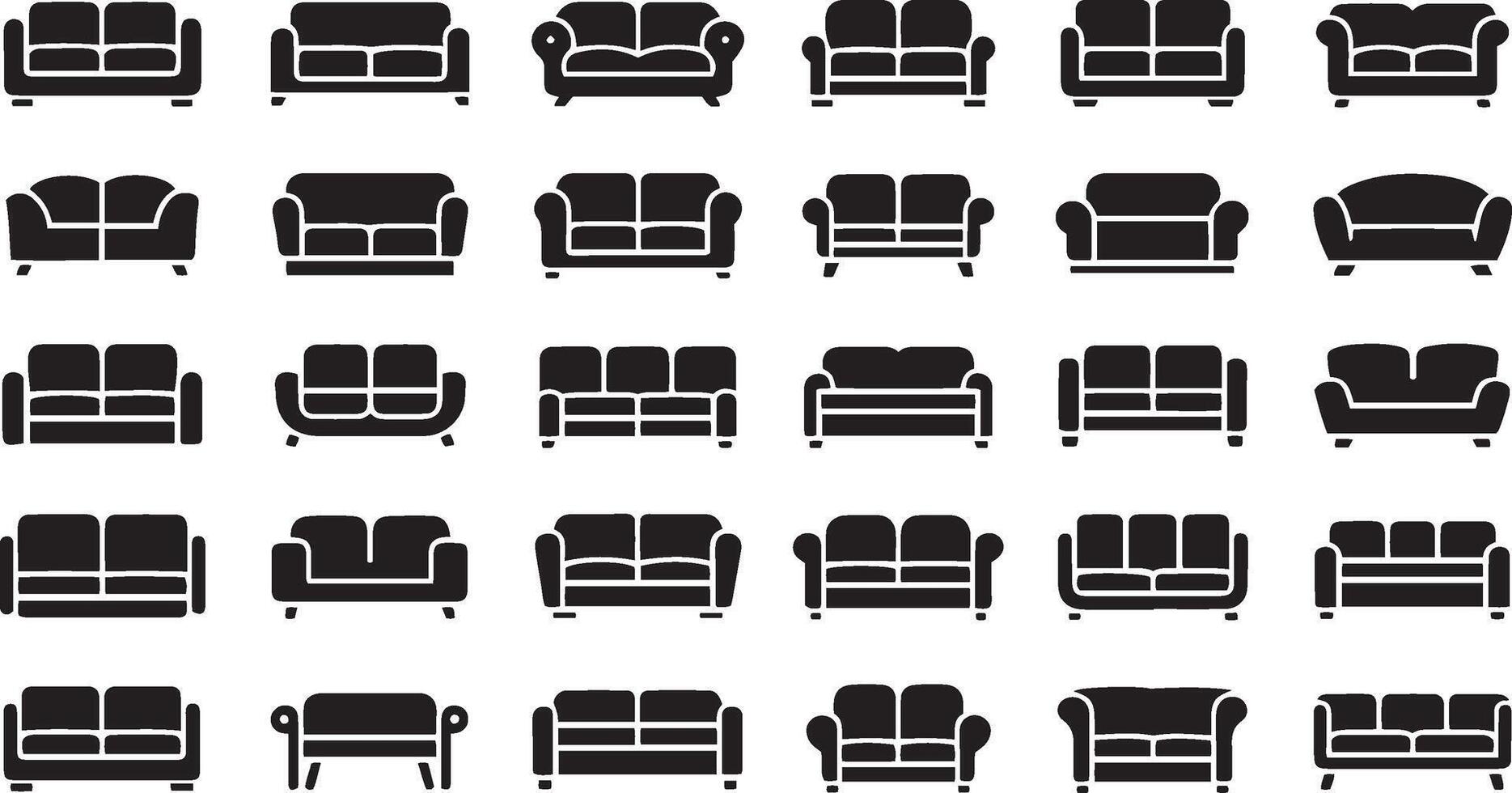 Collection of colorful sofa illustrations for design projects vector