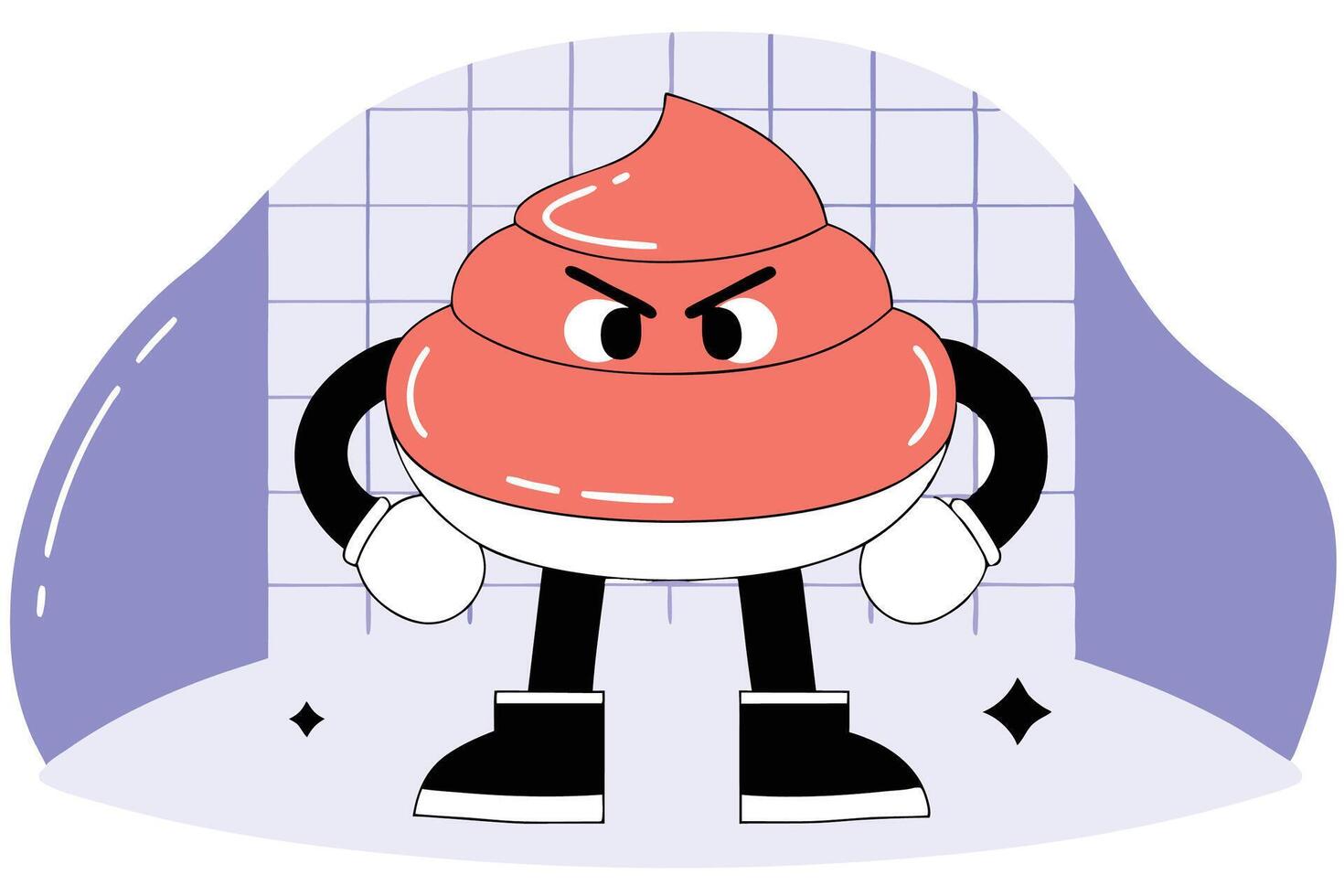 Cartoon poop character with a furious face showing exaggerated emotion ideal for fun illustrations novelty designs or comical messaging and playful visuals vector