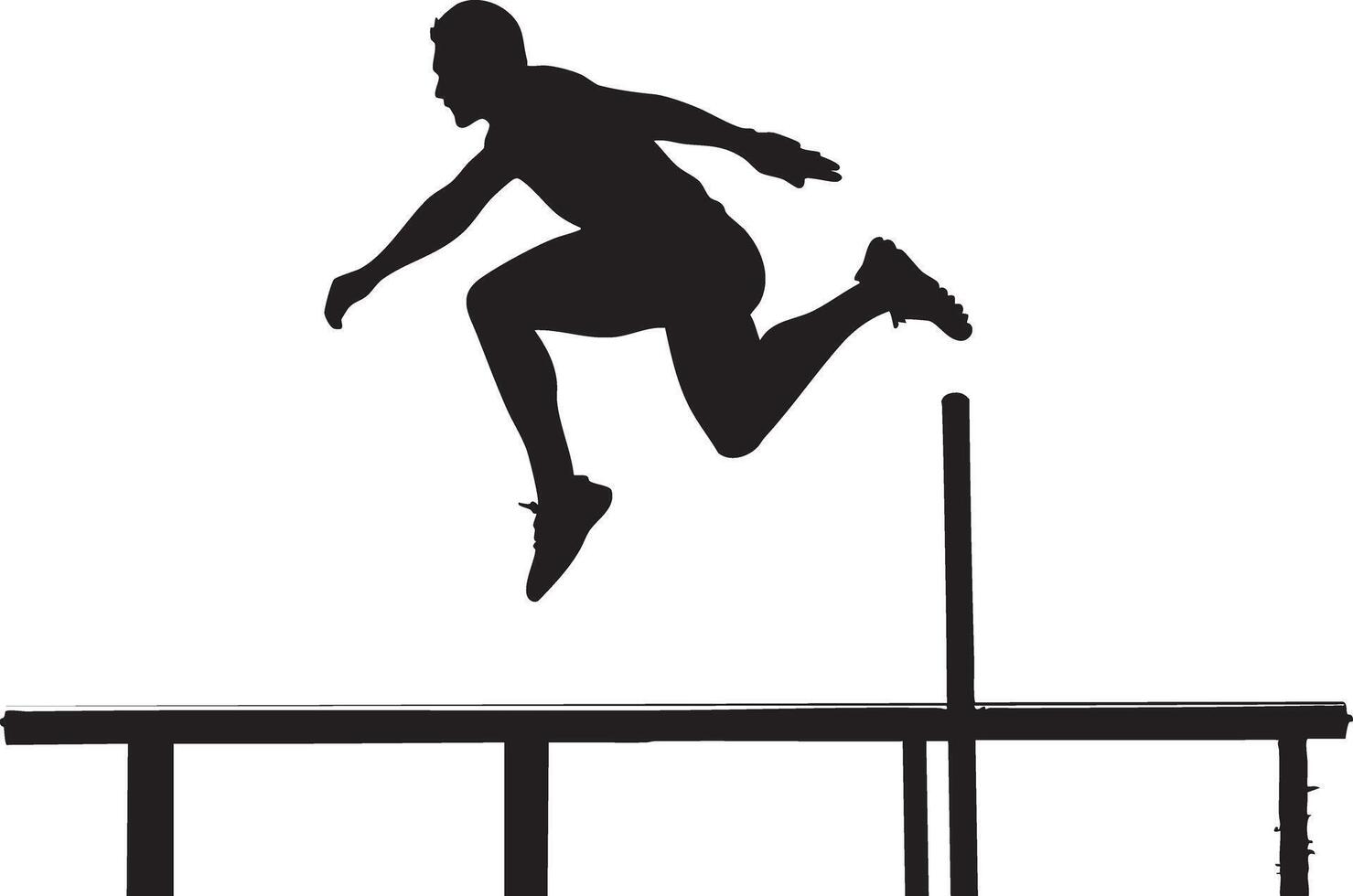 A silhouette of a man jumping over a obstacle vector