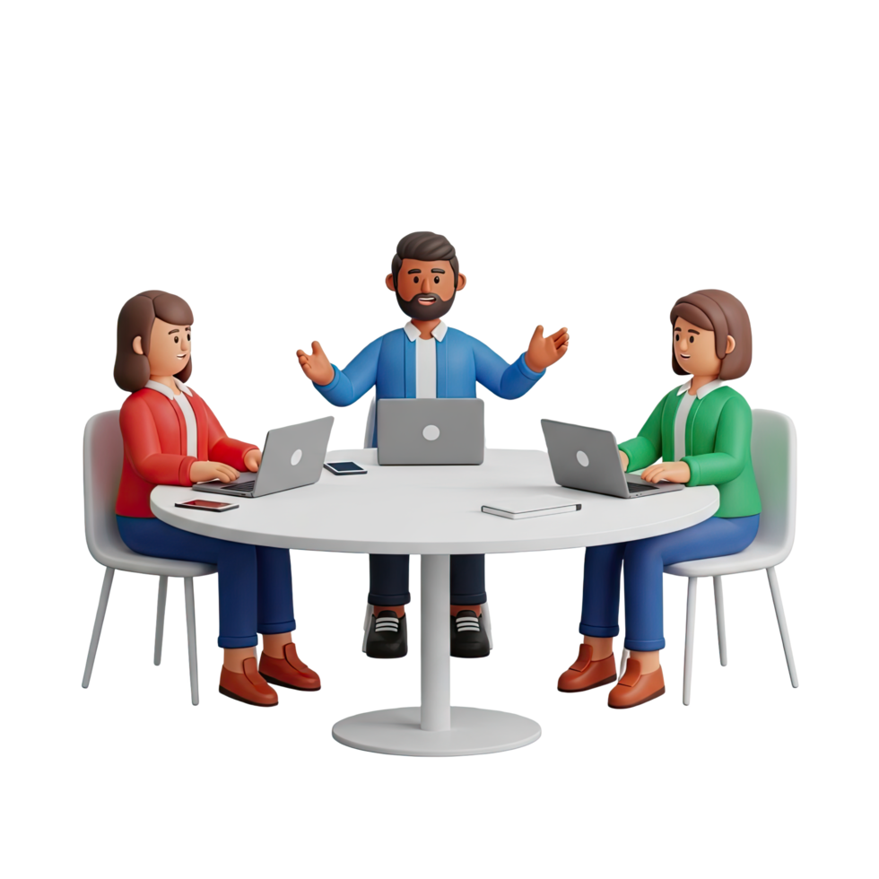 Teamwork Meeting, Diverse Colleagues, 3D Render png