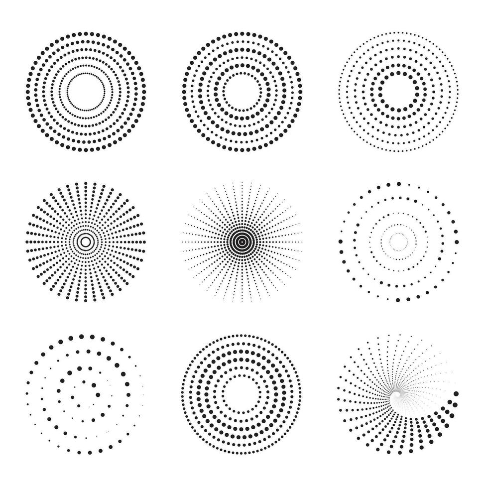 Bundle Of Dotted Ring Frame Clipart, Various Dotted Circle Illustration, Dotted Lines And Stitches Design Sublimation vector