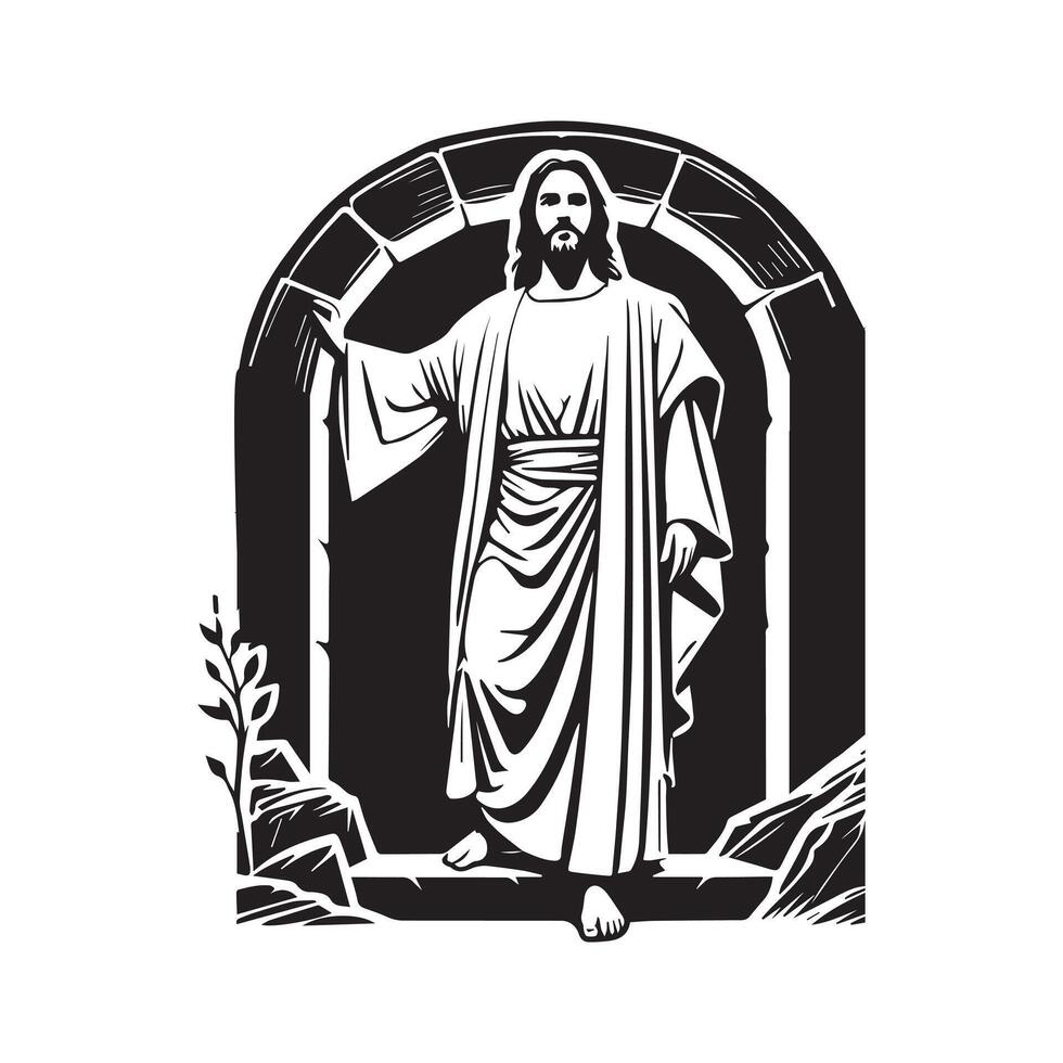 Black and White Jesus Charisma Clipart Artwork vector