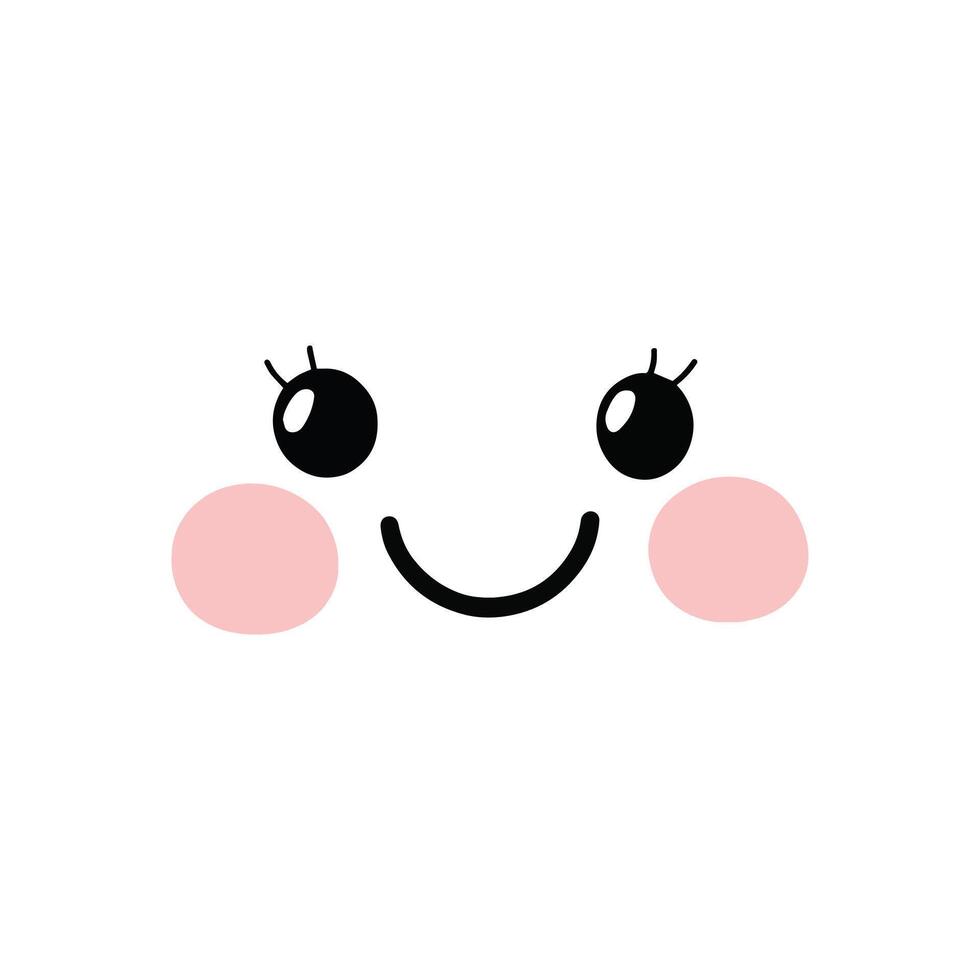 smile Kawaii Face Clipart and Funny Isolated Kawaii Expression Illustration vector