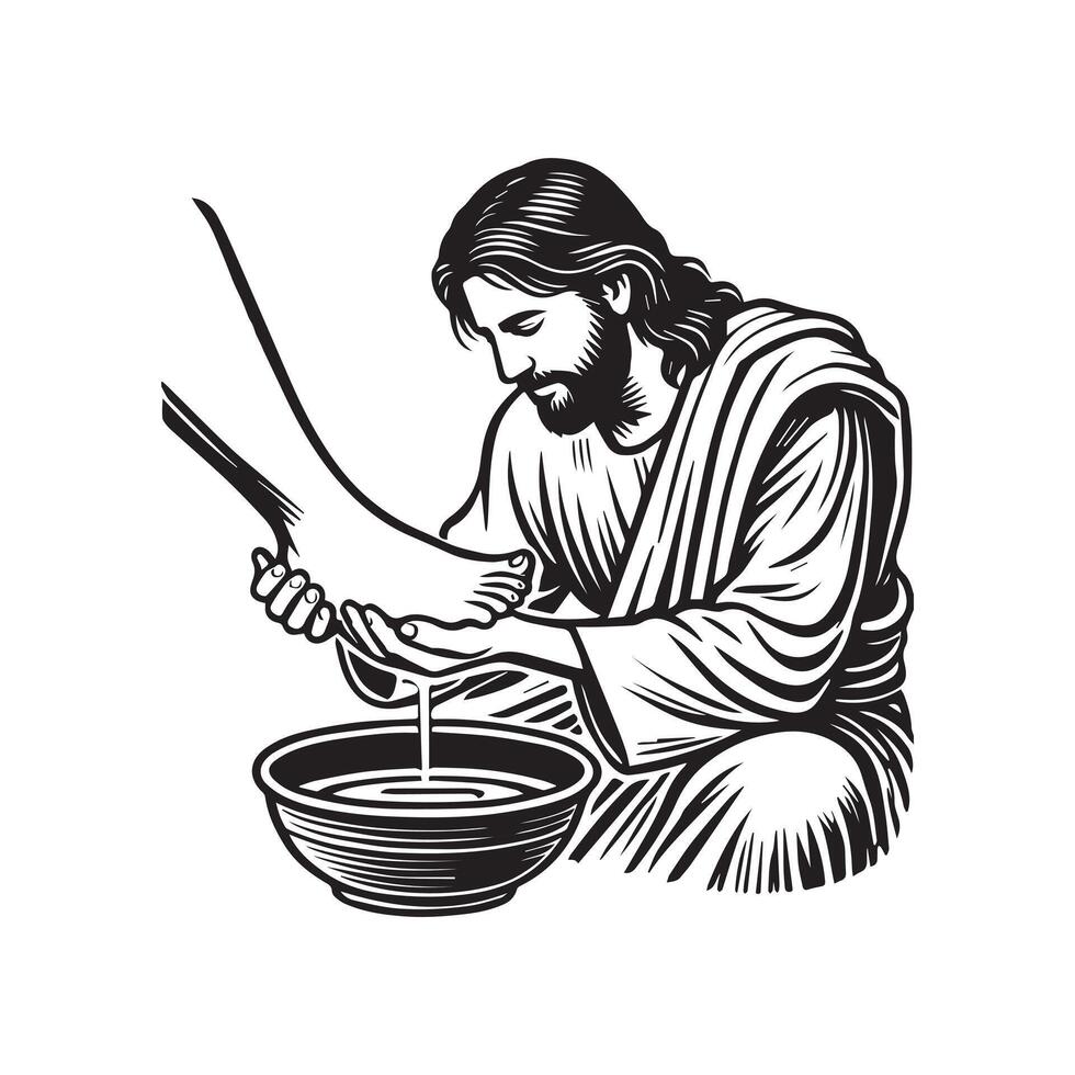 Jesus Christ Black and White Clipart Illustration vector