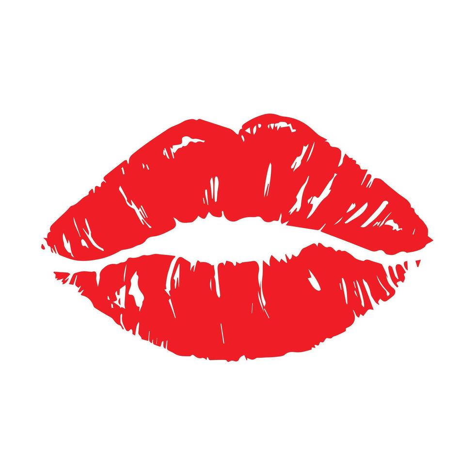 Red lips on white background vector