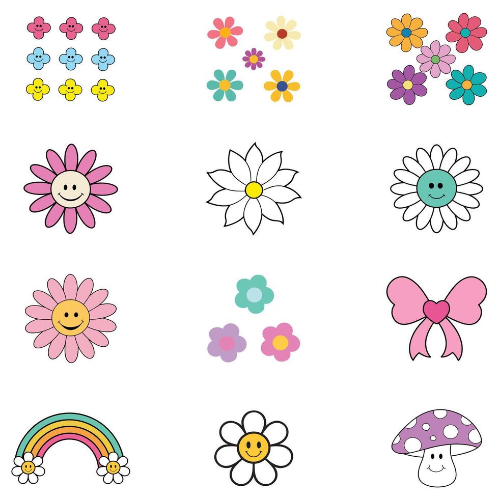 collection of trendy happy face clipart, cute happy face icons illustration, happy face smile design sublimationion vector
