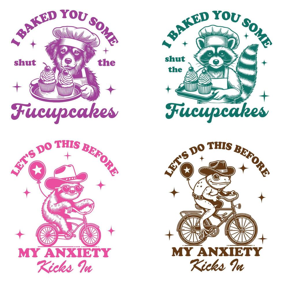 Comical Animal Phrases and T-Shirt Design Magic bundle vector