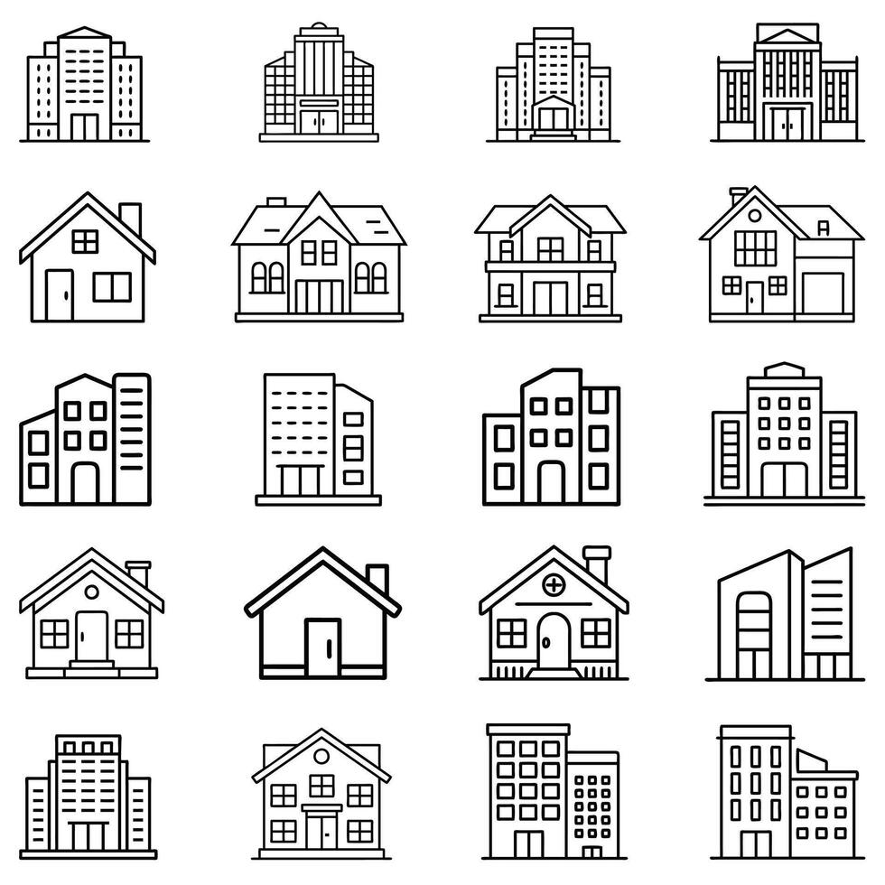 collection of building icon logo clipart, Building Icon design sublimation, Building Icon illustration vector