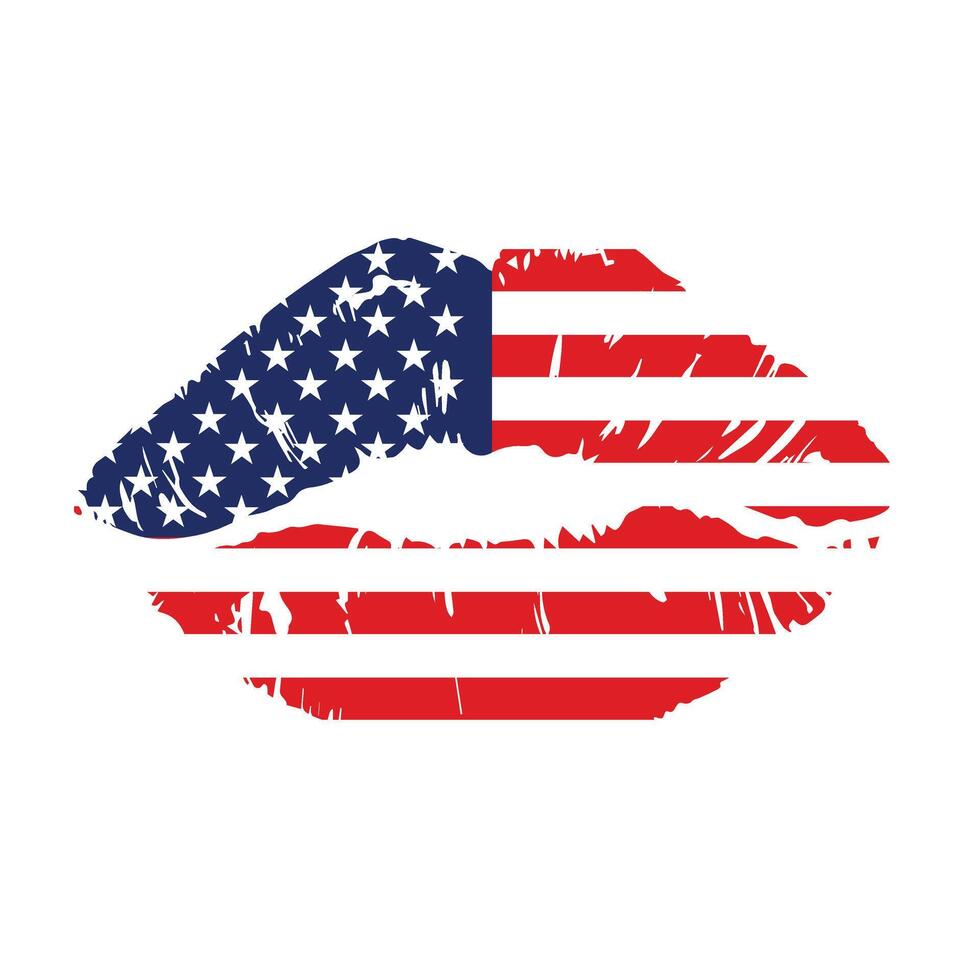 An american flag lip with a flag on it vector
