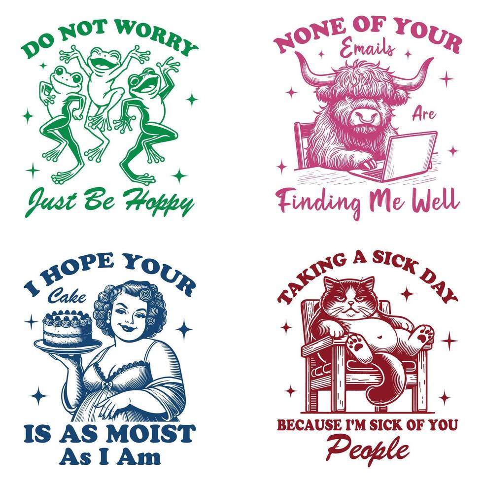 Four different t - shirts with different designs vector