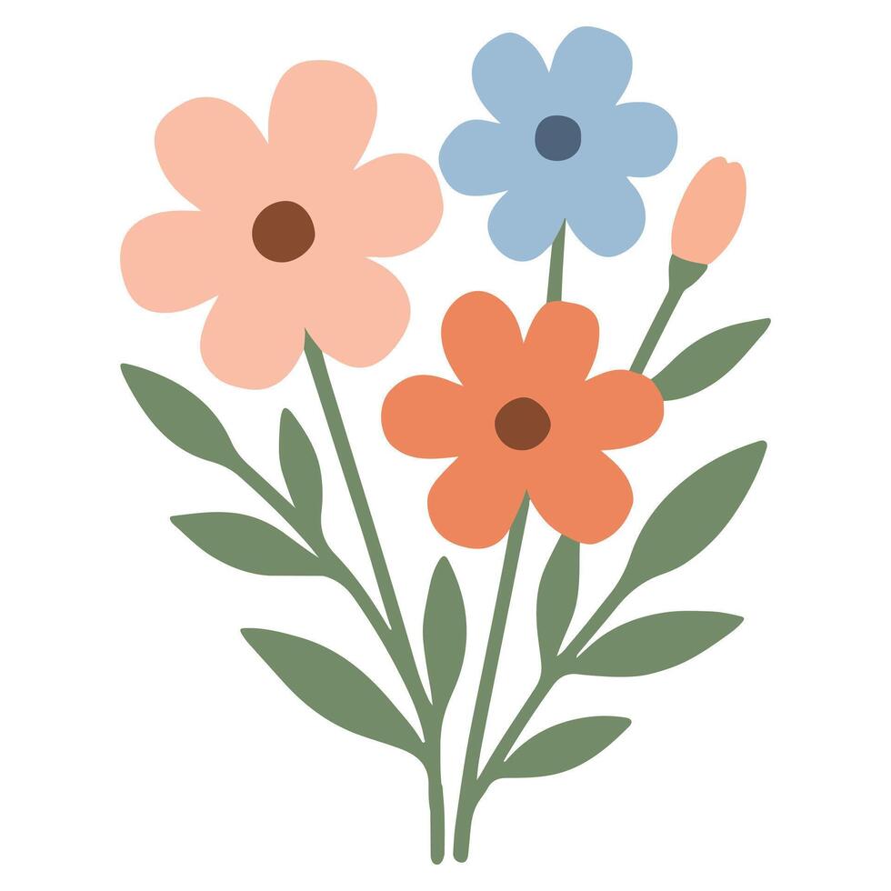 trendy colorful Peachy Garden Bloom Bouquet clipart, Flower Gift Bouquet illustration, Flower Bouquet design sublimation vector