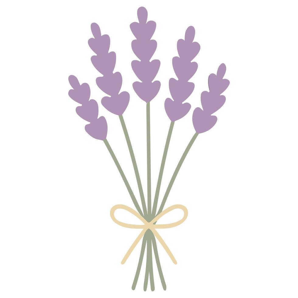 trendy colorful Lavender Bunch with Bow Bouquet clipart, Flower Gift Bouquet illustration, Flower Bouquet design sublimation vector