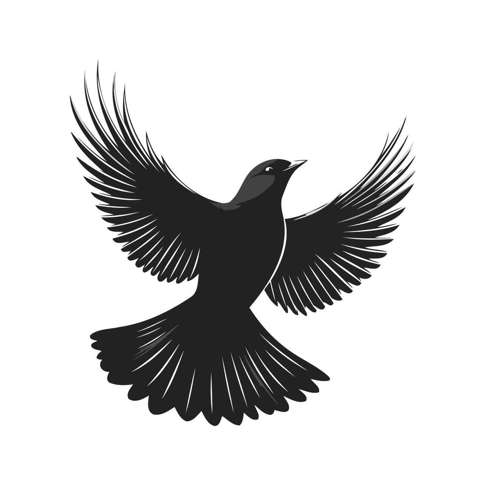 Stylized Bird Silhouette With Spread Wings vector