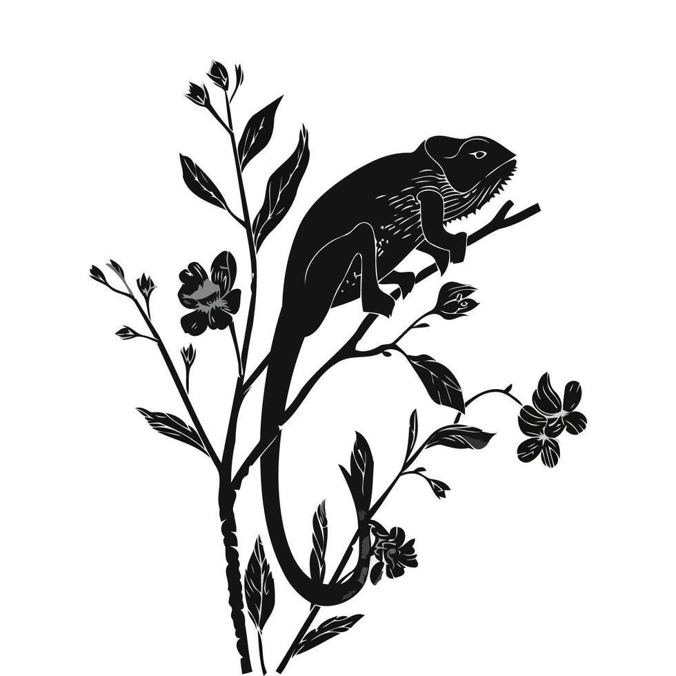 Chameleon In Botanical Environment vector