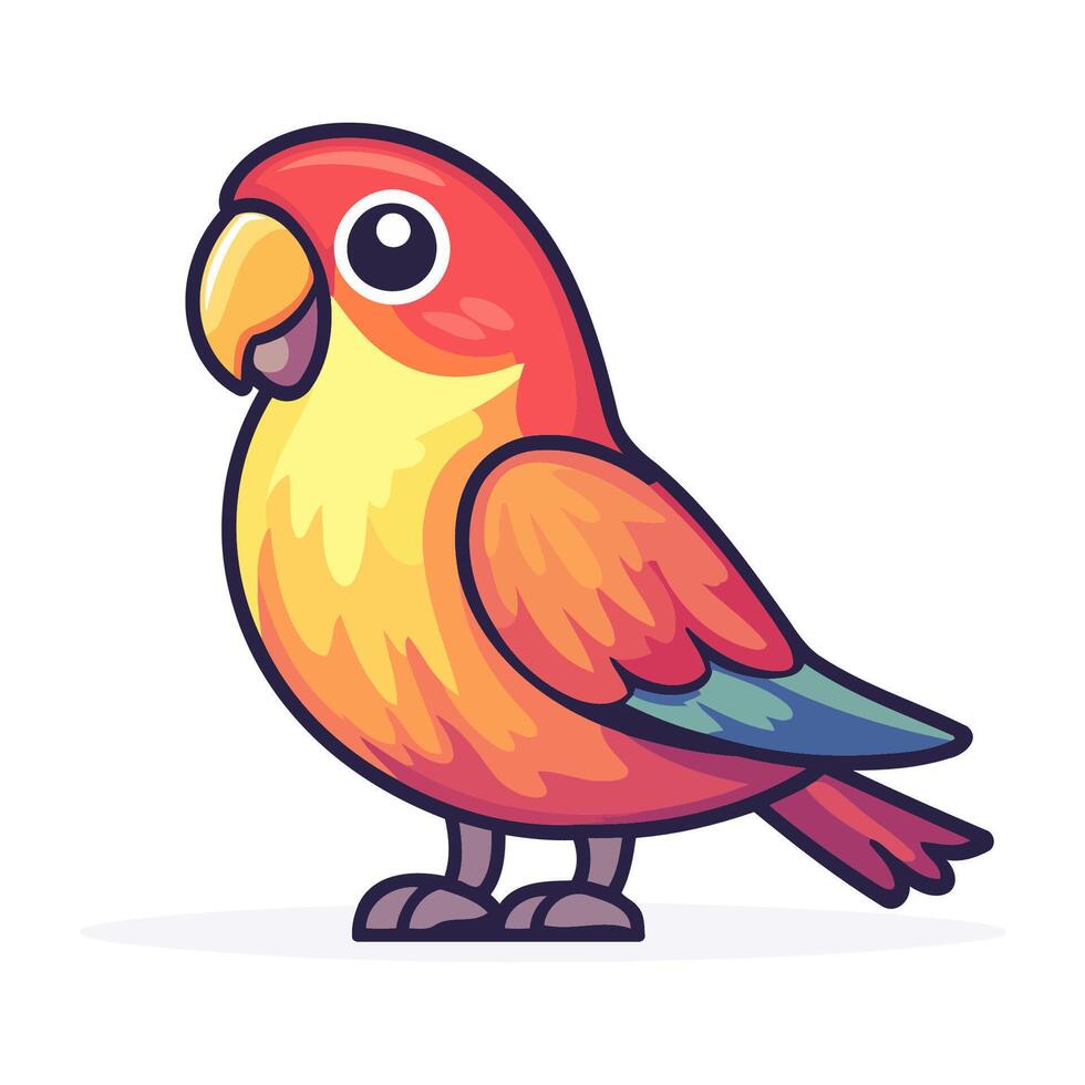 Cartoon Parrot With Bright Red Feathers vector