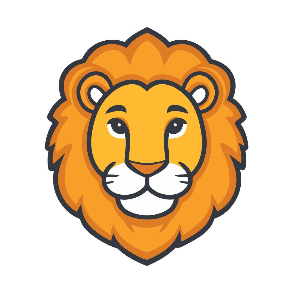 Cute Cartoon Lion With Simple Lines vector