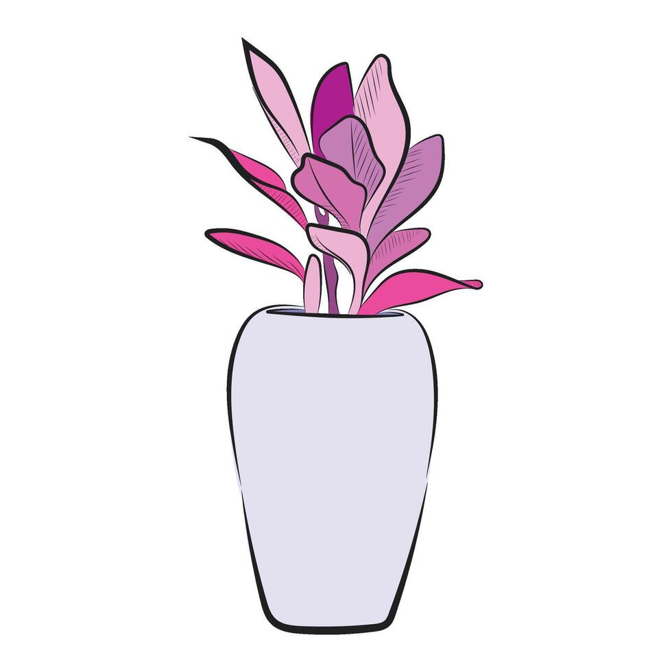 Pink Decorative Plant in Vase Illustration vector