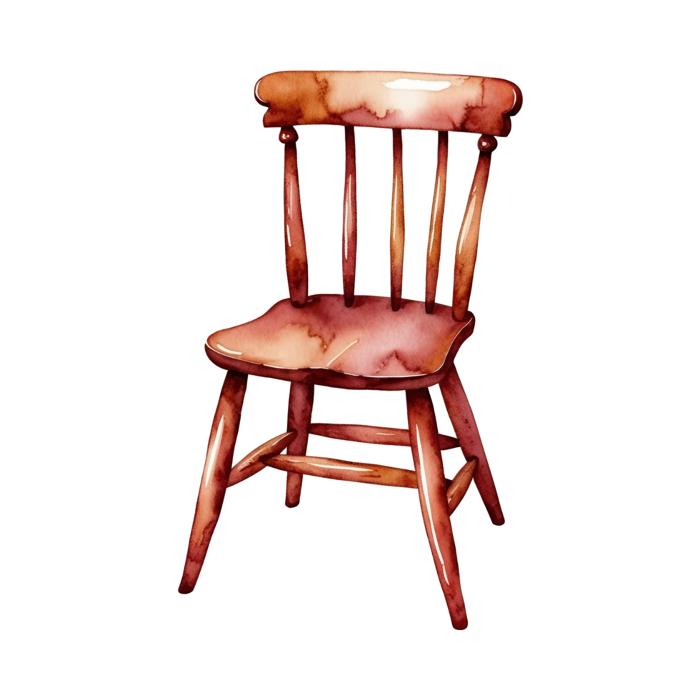 a classic wooden chair, painted in warm earthy tones with soft png