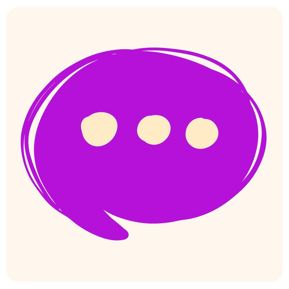 Vibrant Purple Hand-Drawn Speech Bubble with Ellipsis with background cream vector