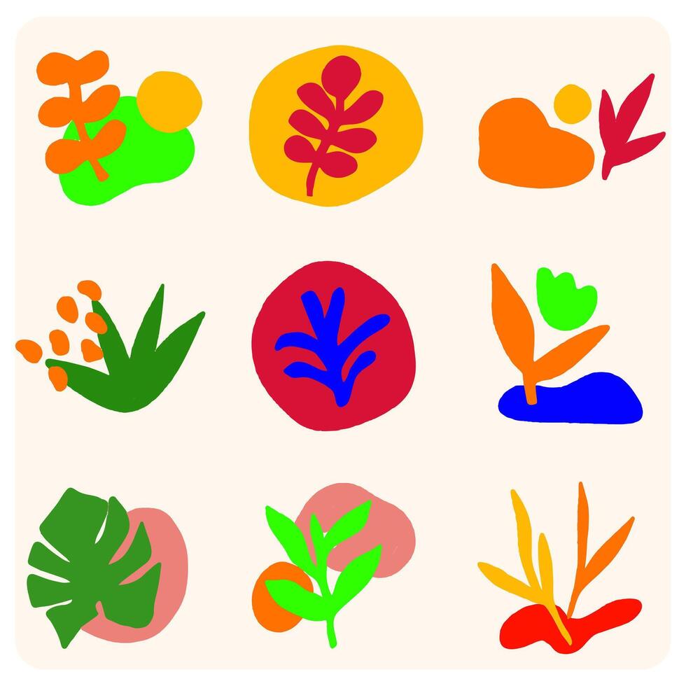 Abstract Green Organic Shapes Doodle Set vector
