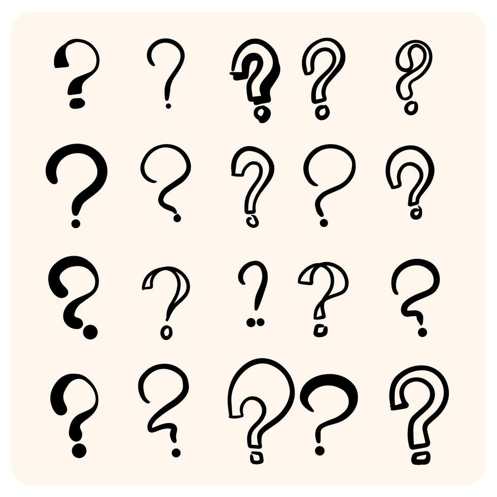 Hand-Drawn Question Mark Doodle Set with background cream vector