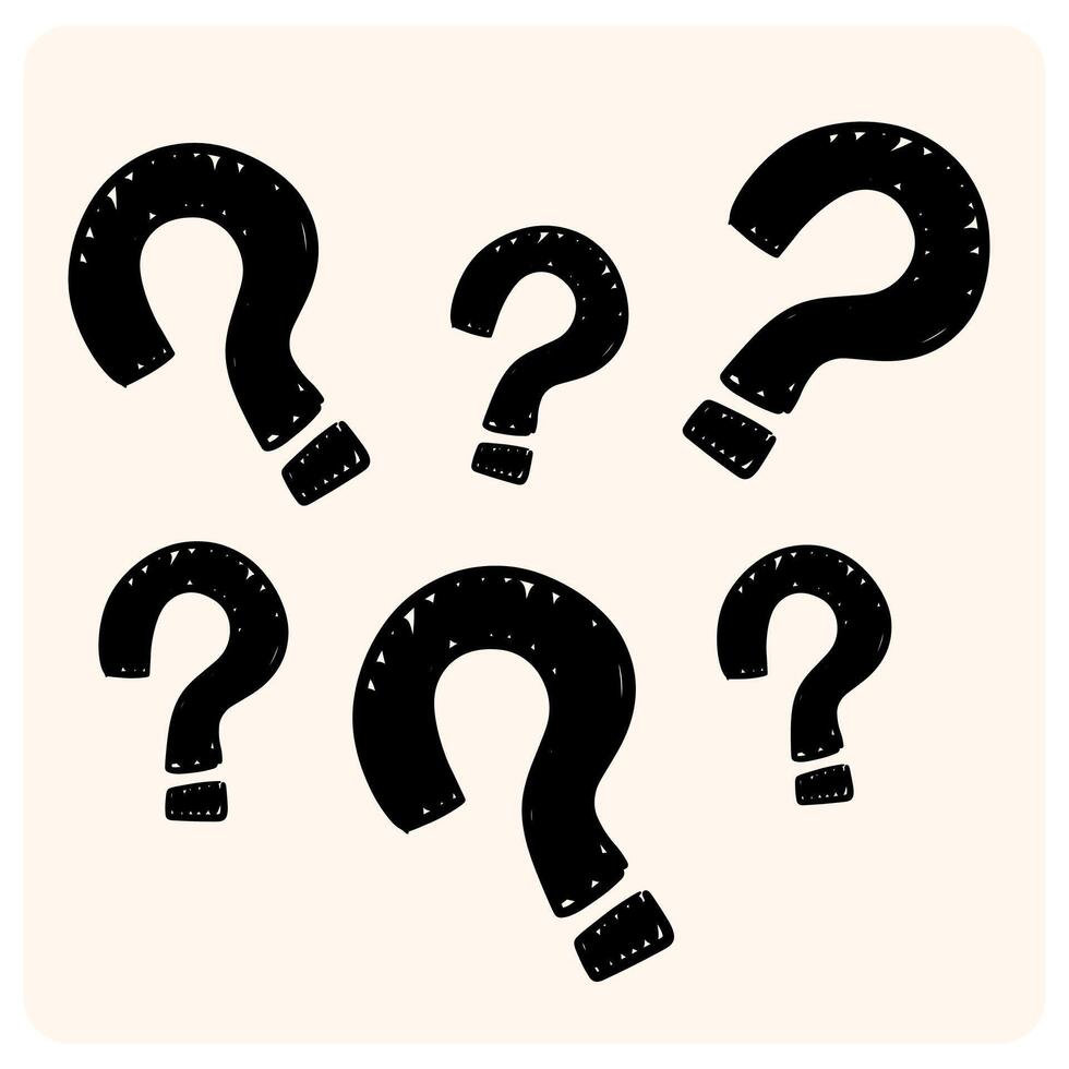 Hand-Drawn Black Question Mark Doodle with background cream vector