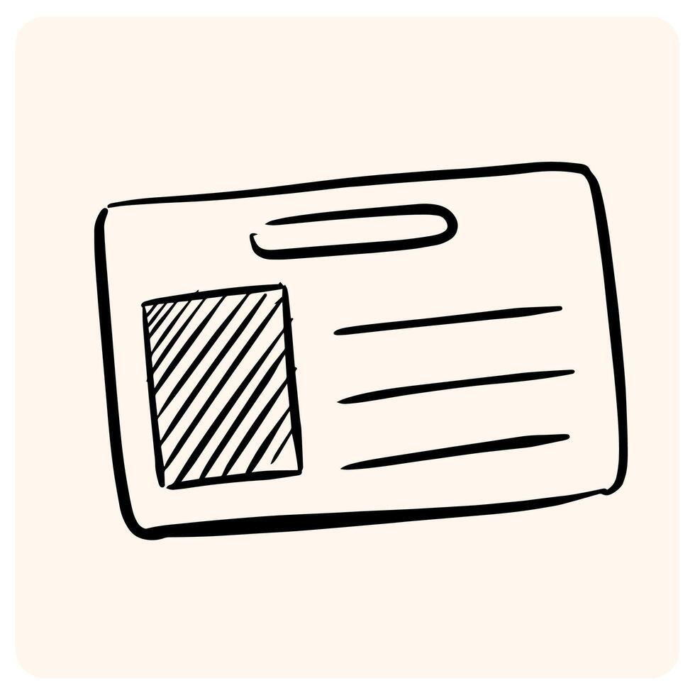 Hand-Drawn ID Card Sketch with Placeholder Information with background cream vector