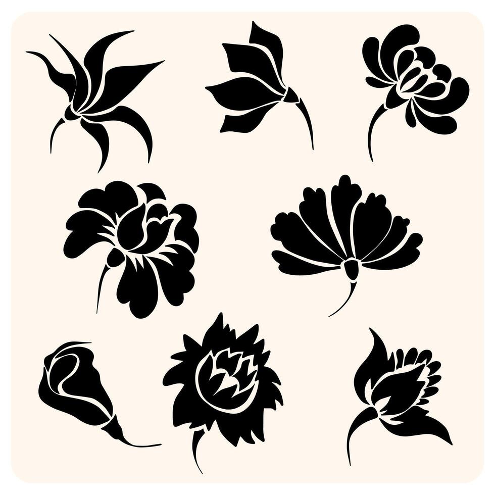 Elegant Floral Silhouette Collection with background cream vector
