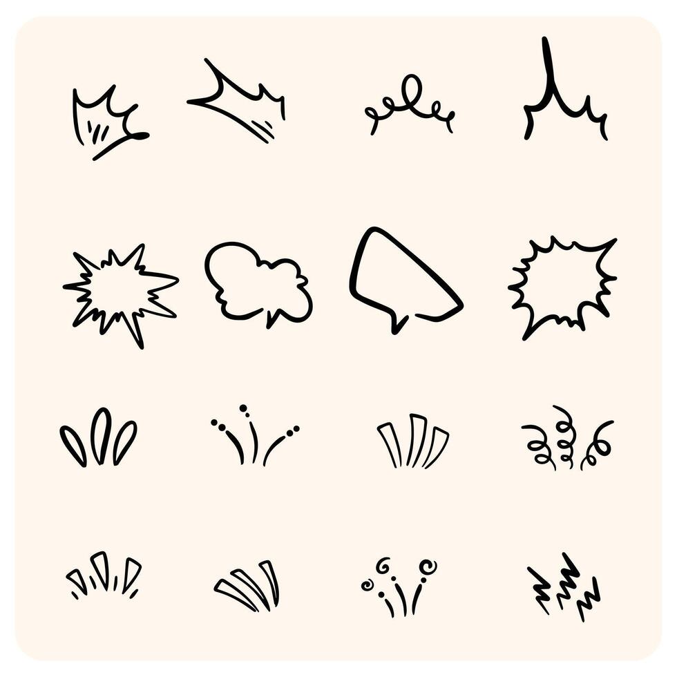 Hand-Drawn Doodle Emphasis Lines and Scribbles Set with background cream vector