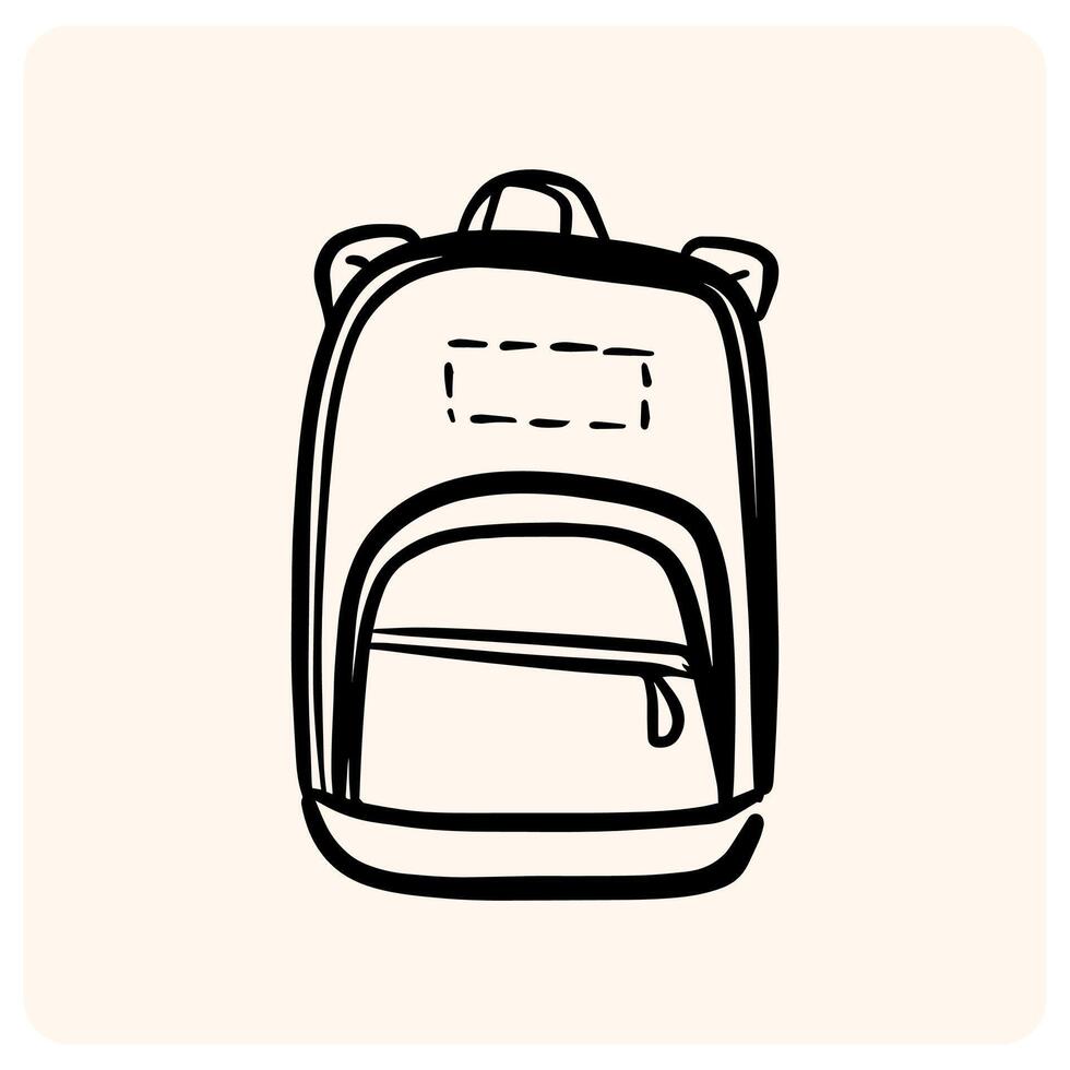 Hand-Drawn School Backpack Doodle Icon with background cream vector