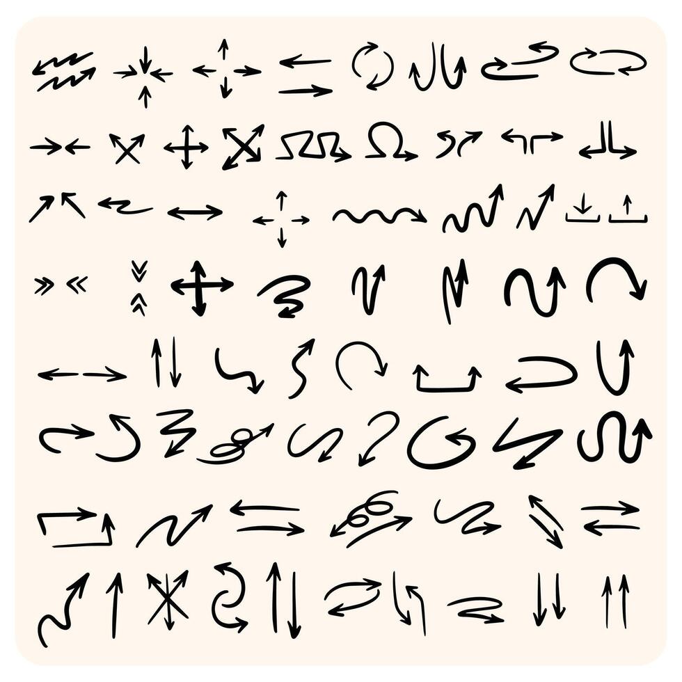 Set of Hand-Drawn Graffiti Style Arrows and Pointers with background cream vector