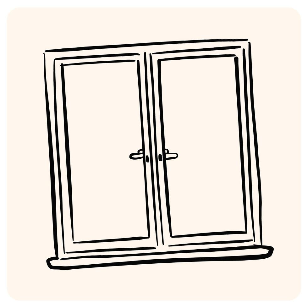 Cartoon Style Hand-Drawn Wardrobe or Cabinet Outline with background cream vector