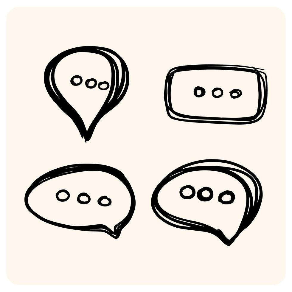 Hand-Drawn Speech Bubble and Chat Icon Set with Ellipsis with background cream vector