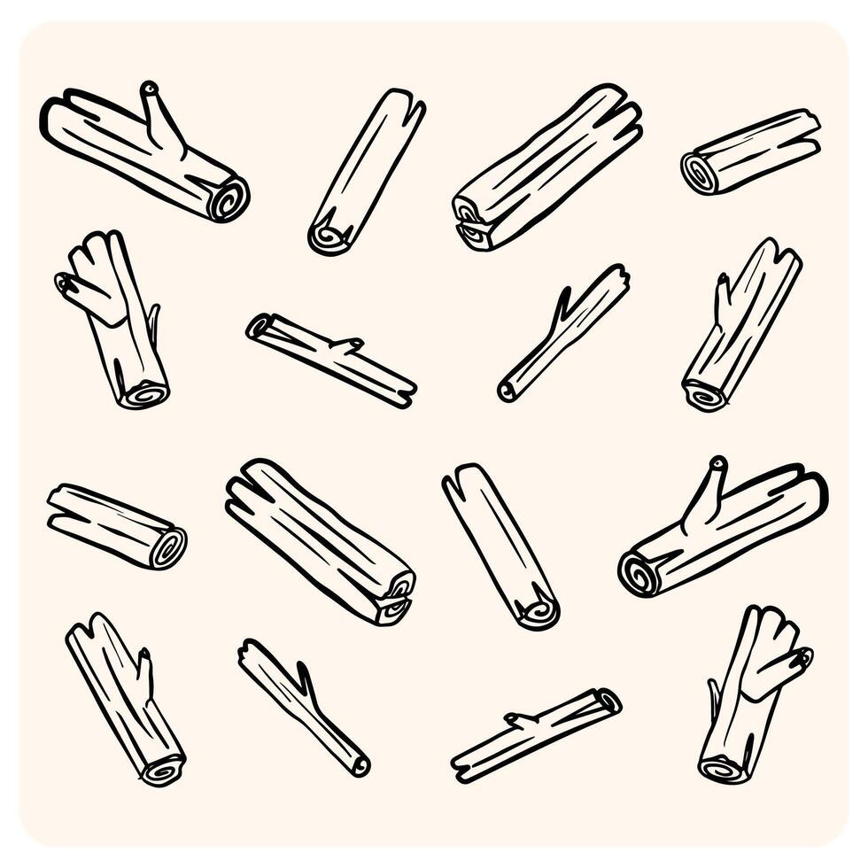 Hand-Drawn Cinnamon Sticks Doodle Pattern with background cream vector
