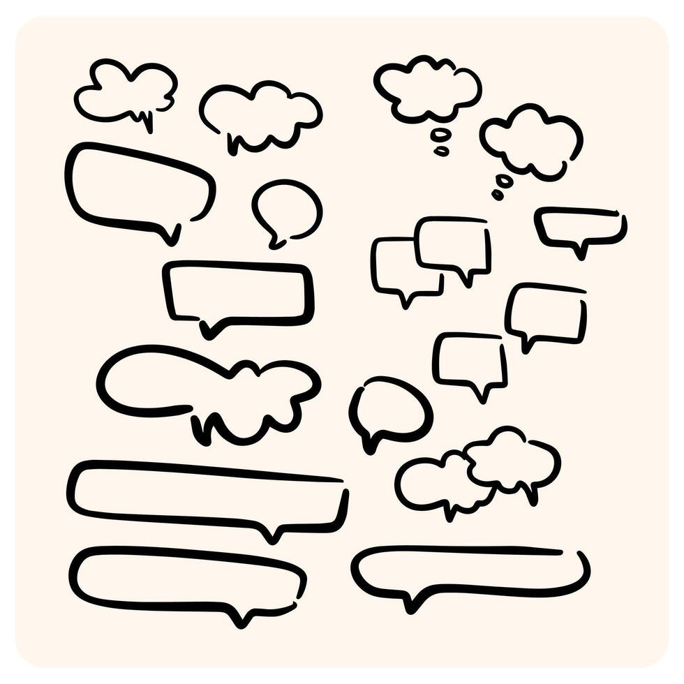 Hand-Drawn Speech and Thought Bubbles Doodle Set with background cream vector