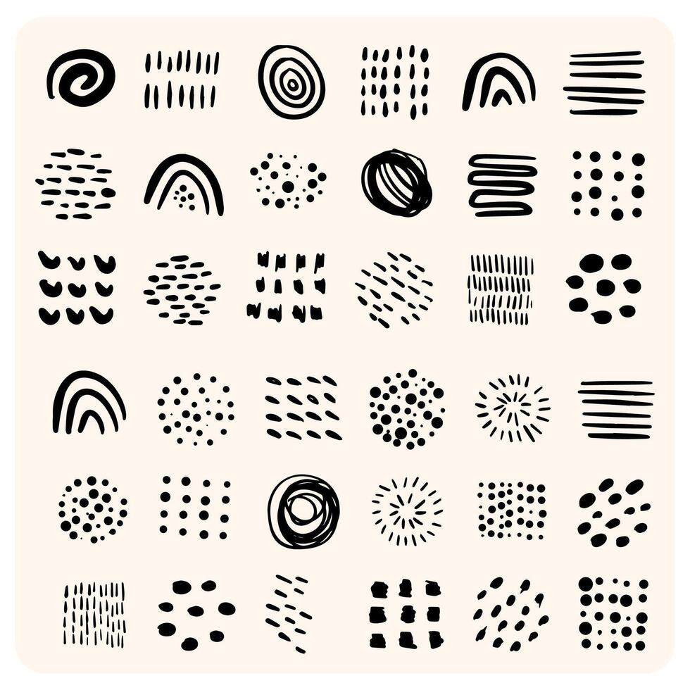 Hand Drawn Abstract Doodle Elements Set with background cream vector