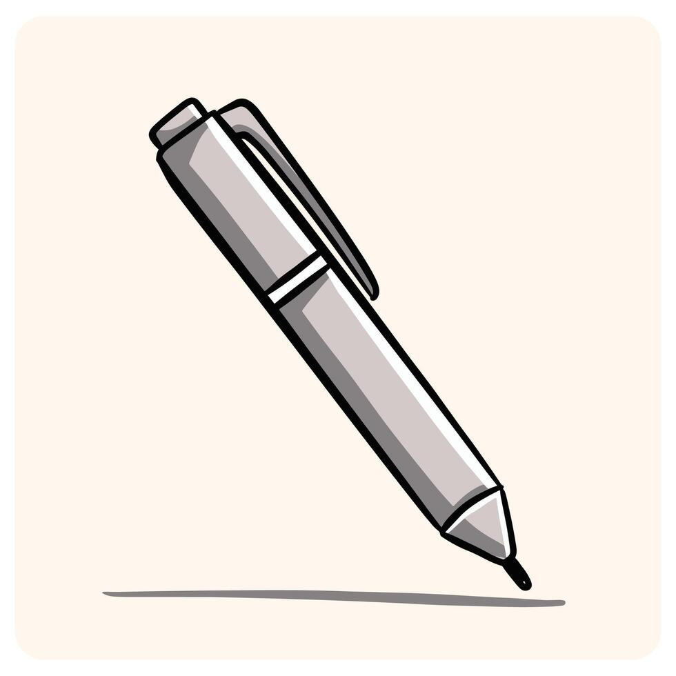 Hand-Drawn Ballpoint Pen Doodle Icon with background cream vector