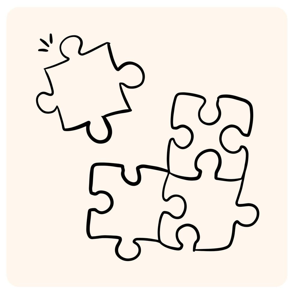 Hand-Drawn Jigsaw Puzzle Pieces - Solution and Connection Concept with background cream vector