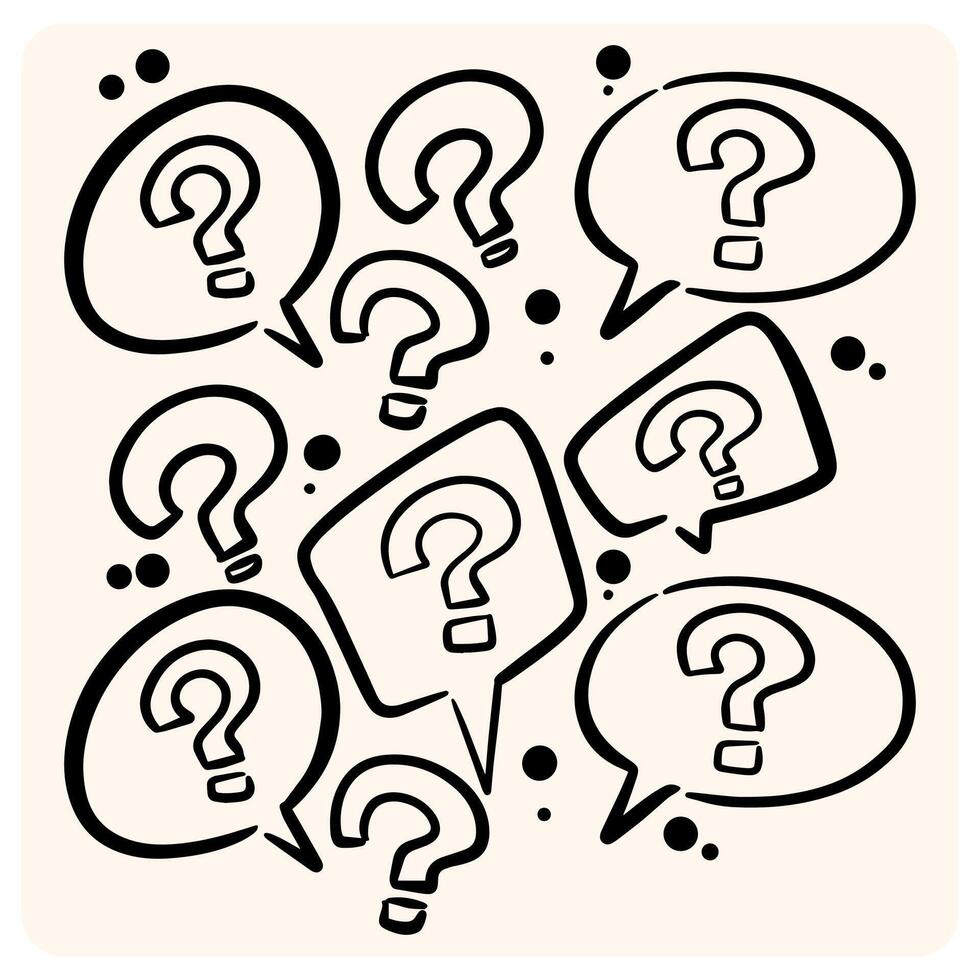 Hand-Drawn Question Marks in Speech Bubbles with background cream vector