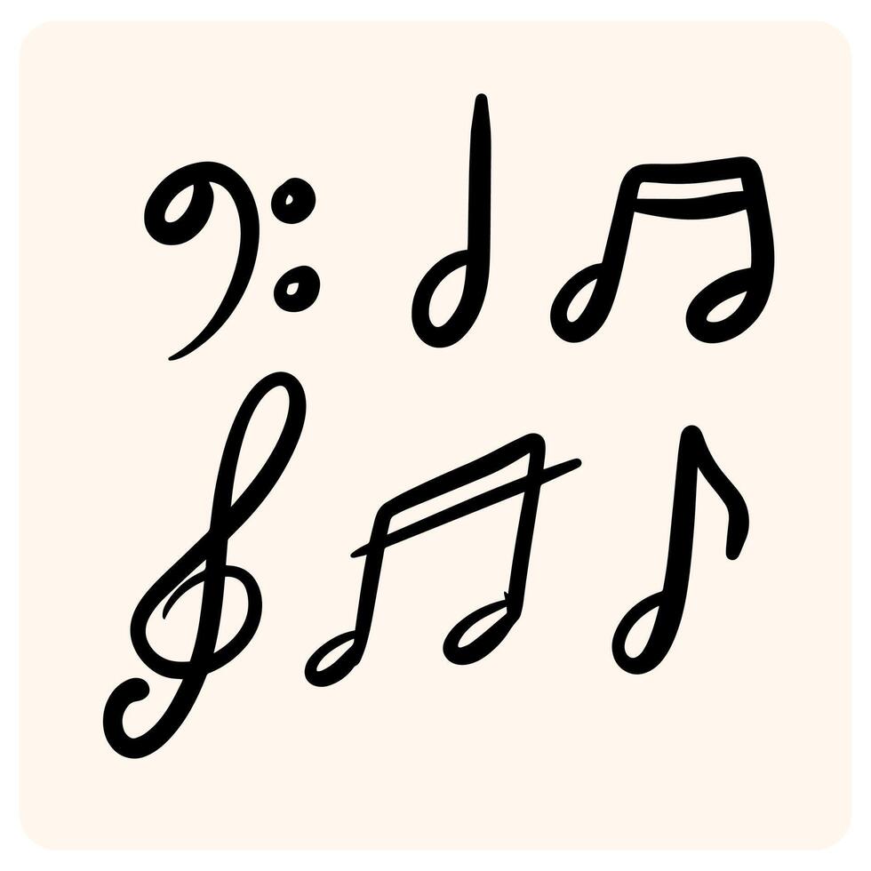 Hand-Drawn Black Music Notes and Clefs Set with background cream vector