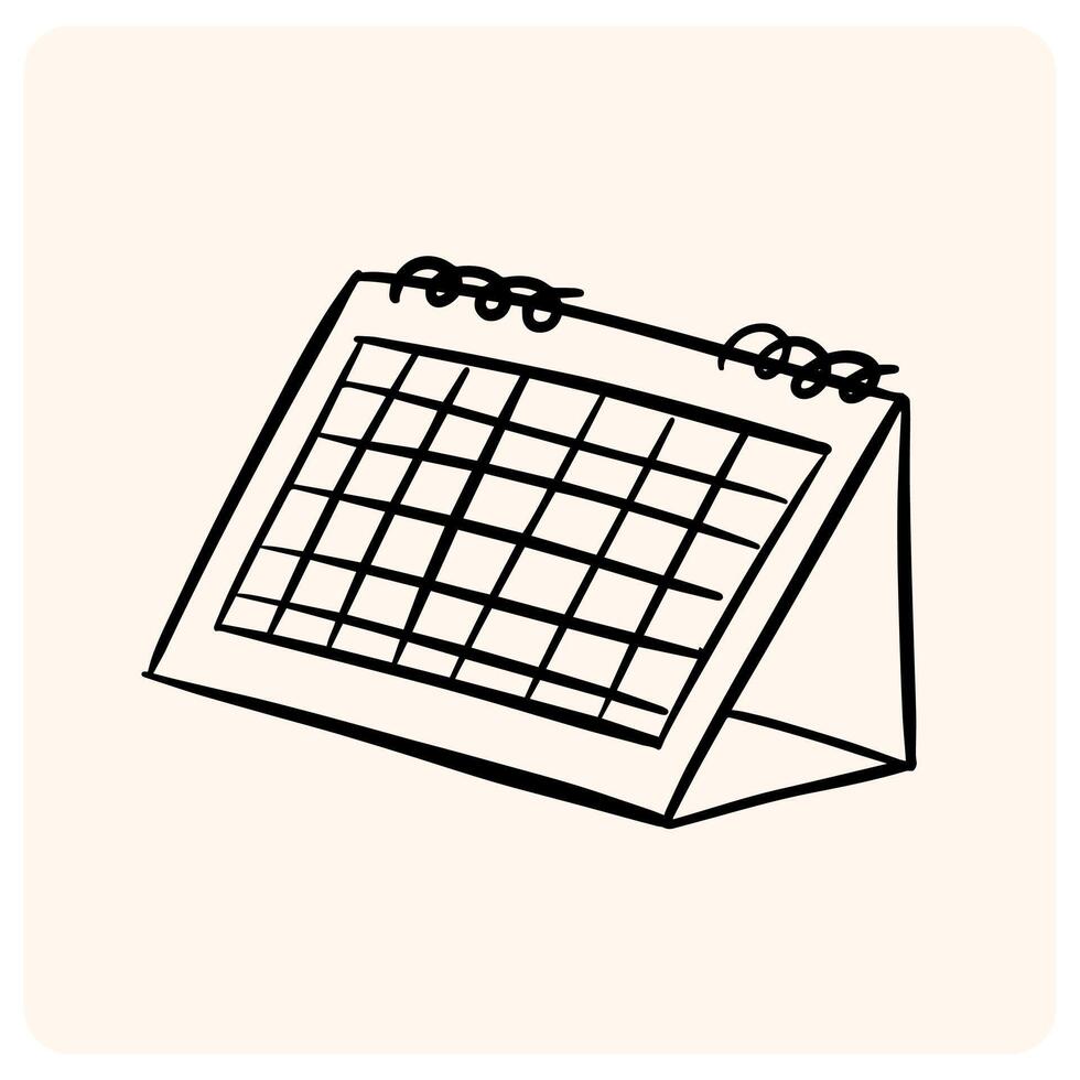 Hand-Drawn Calendar Icon Doodle for Scheduling with background cream vector