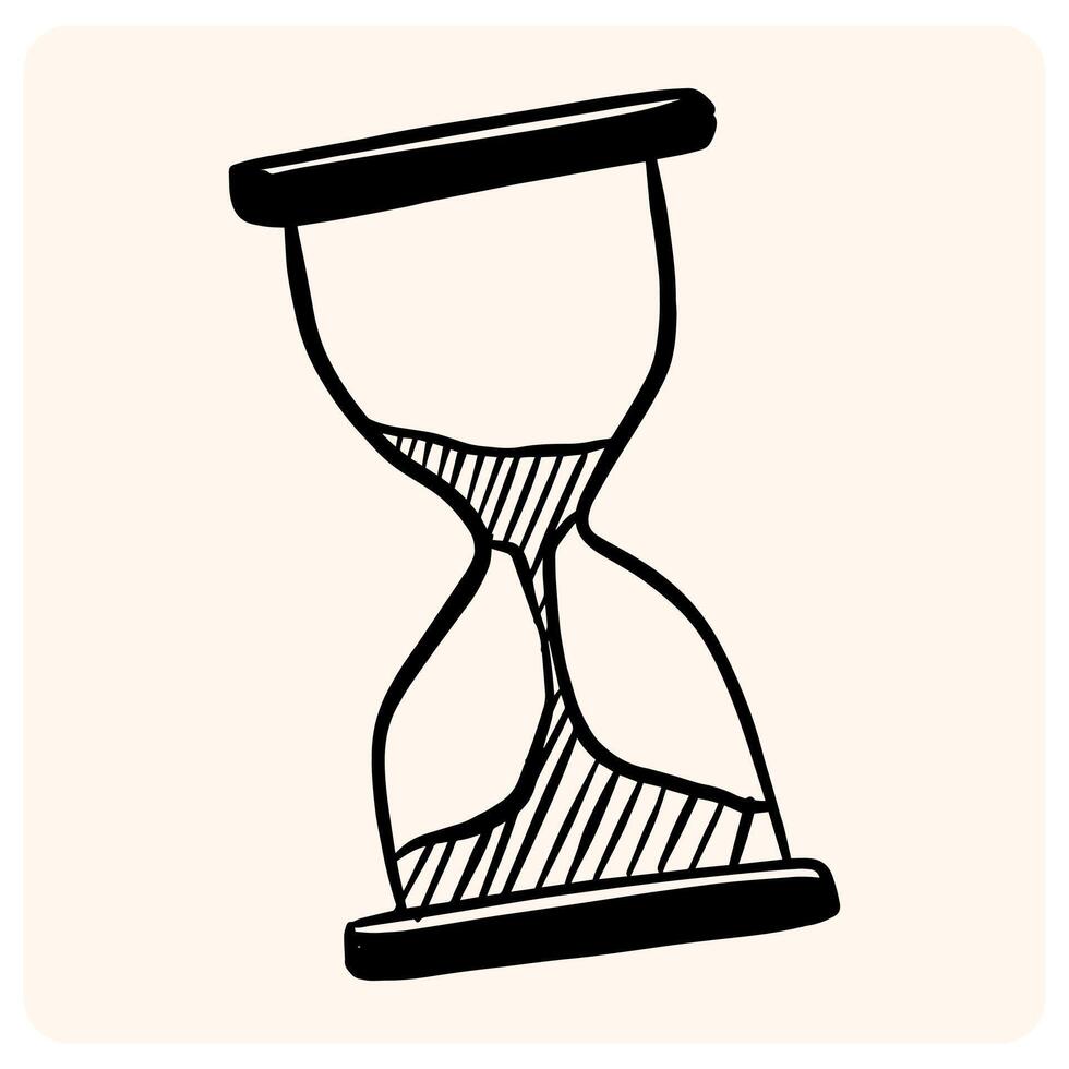 Hand-Drawn Hourglass Sand Timer Doodle with background cream vector
