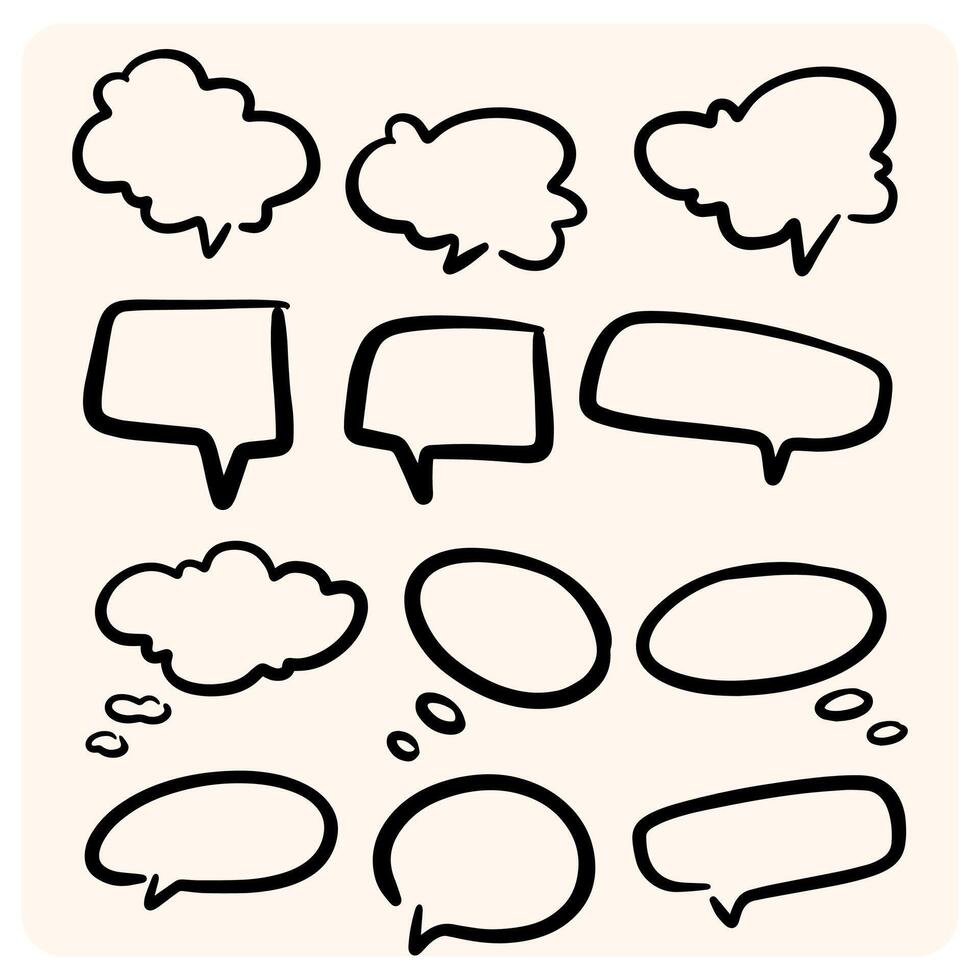 Hand-Drawn Speech Bubble and Chat Balloon Doodle Set with background cream vector