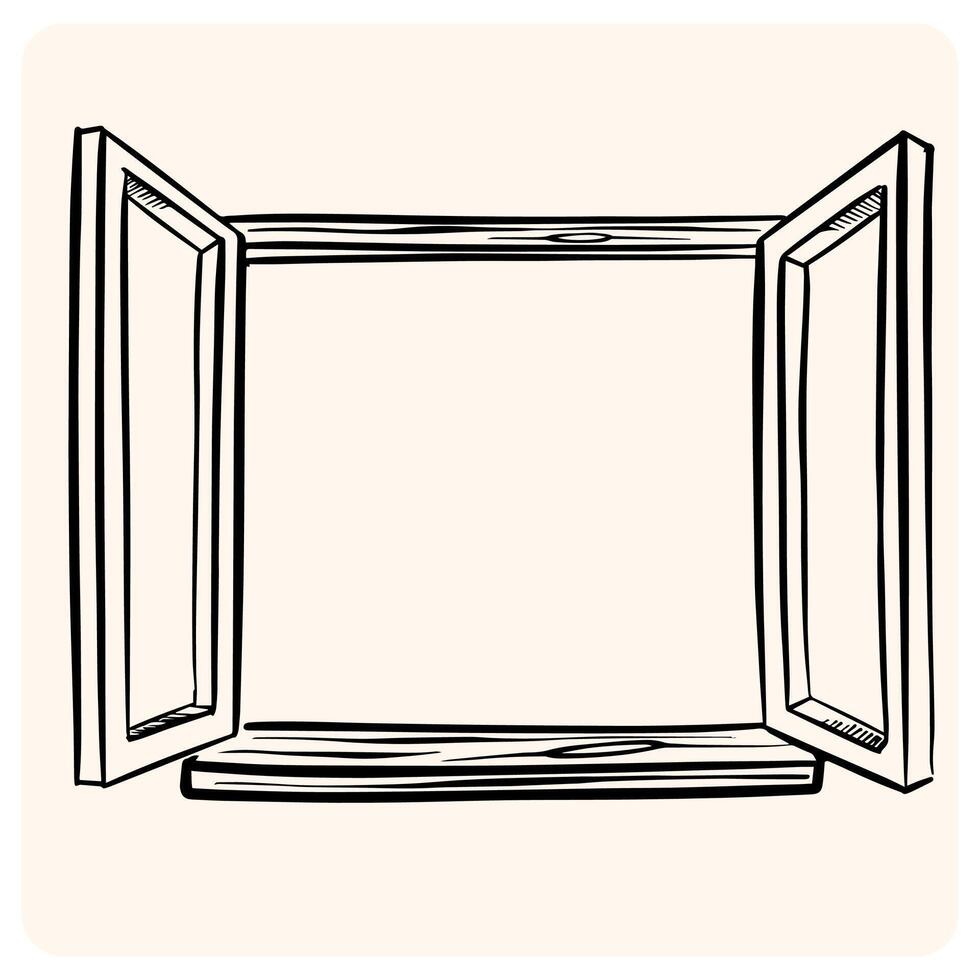 Hand-Drawn Open Window Sketch with White Space with background cream vector