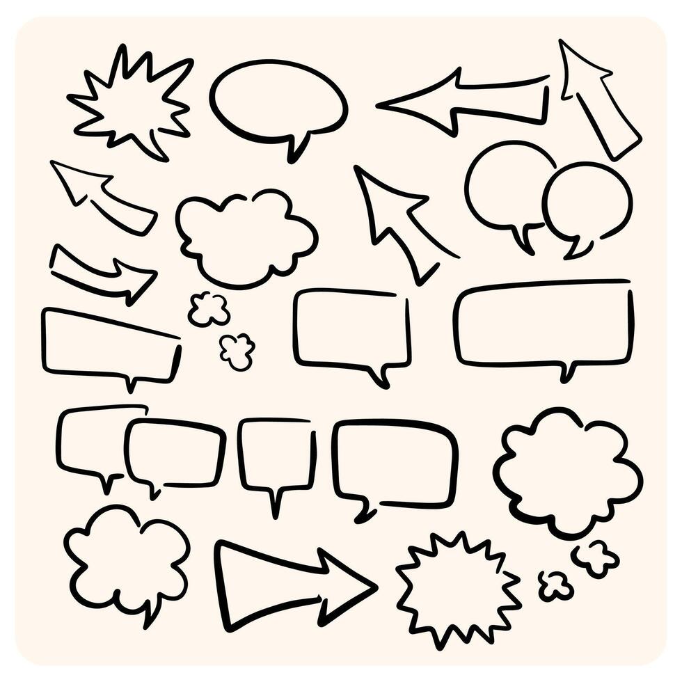 Collection of Hand-Drawn Speech Bubbles and Thought Balloons vector