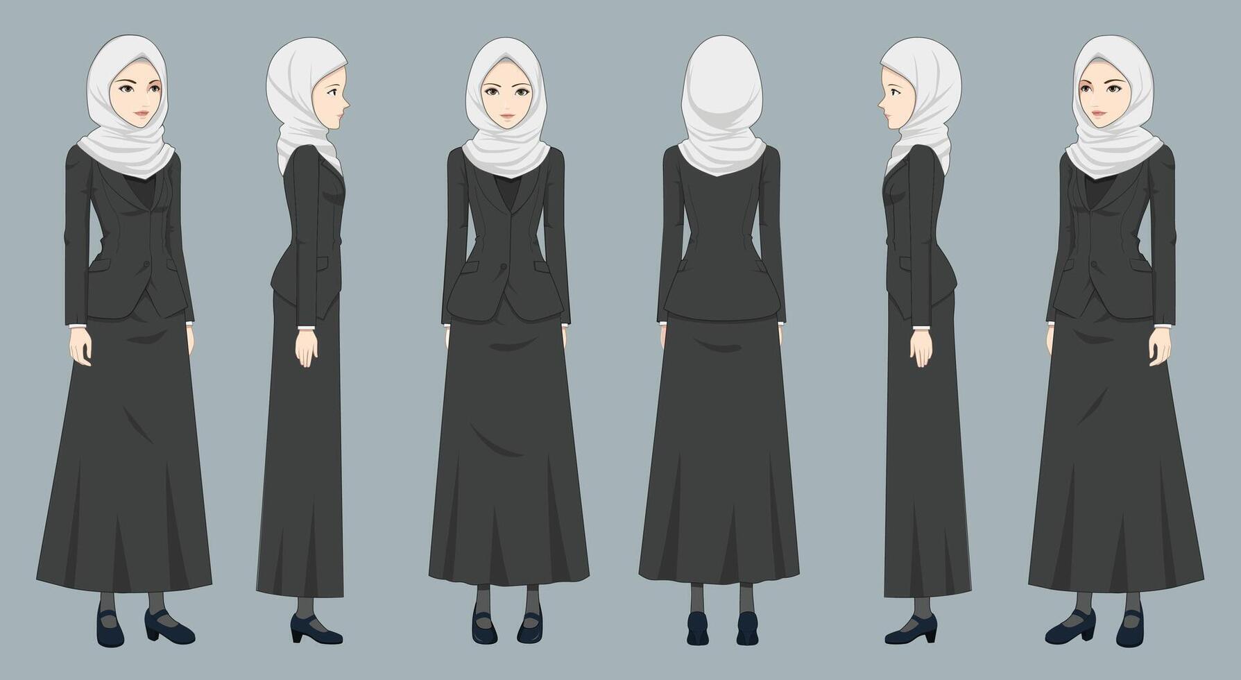 woman headscarf with with multiple view vector