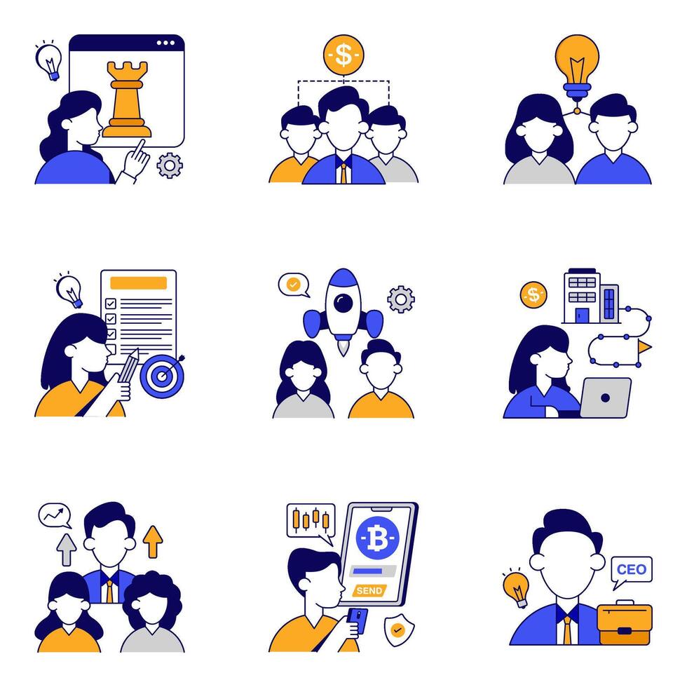 Modern Set of Startup and Launch Flat Icons vector