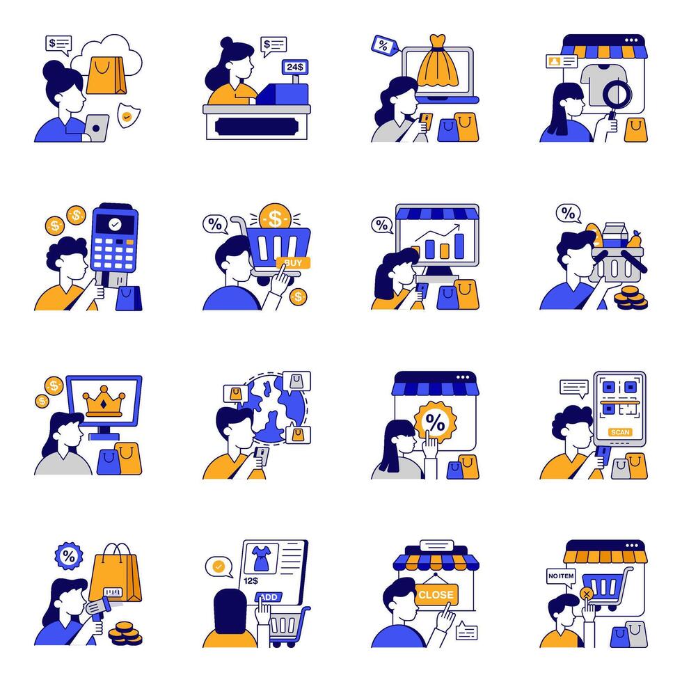 Modern Set of Online Shopping Flat Icons vector